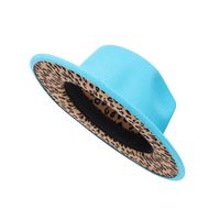 Sombrero De Copa De Lana Vintage Estampado De Leopardo Sombrero De Fieltro De Ala Grande Al Por Mayor main image 4