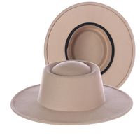 Vintage Contrast Color Woolen Top Hat Solid Color Dome Felt Top Hat Wholesale main image 3