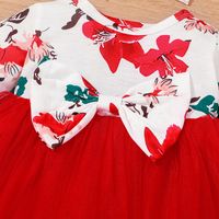 Children's New Fashion Long-sleeved Dress Printing Bow Mesh Skirt main image 4