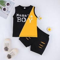 Children's Boy Shorts Two-piece Suit Summer Alphabet Vest Shorts Suit main image 1