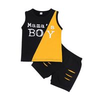 Children's Boy Shorts Two-piece Suit Summer Alphabet Vest Shorts Suit main image 6