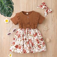 Baby And Children's Clothing Wholesale Girls Pit Strip Short-sleeved Sitching Skirt main image 1