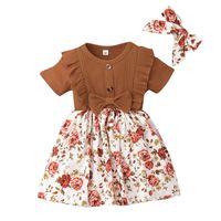 Baby And Children's Clothing Wholesale Girls Pit Strip Short-sleeved Sitching Skirt main image 6