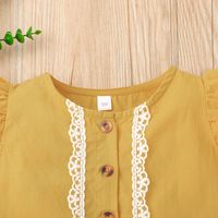 Girls Summer Flying Sleeve Dress Casual Baby Yellow Splicing Dress main image 3