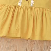 Girls Summer Flying Sleeve Dress Casual Baby Yellow Splicing Dress main image 4