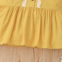 Vestido De Manga Voladora De Verano Para Niñas Vestido Casual De Empalme Amarillo Para Bebés main image 4