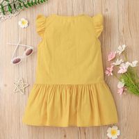 Girls Summer Flying Sleeve Dress Casual Baby Yellow Splicing Dress main image 5
