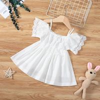 Summer Solid Color Suspenders A-line Skirt Girls White Princess Skirt main image 1
