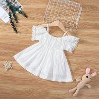 Summer Solid Color Suspenders A-line Skirt Girls White Princess Skirt main image 6