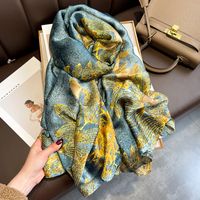 Spring And Autumn Thin Retro Chinese Style Gold Foil Butterfly Simulation Silk Large Scarf main image 1