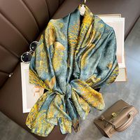Spring And Autumn Thin Retro Chinese Style Gold Foil Butterfly Simulation Silk Large Scarf main image 3