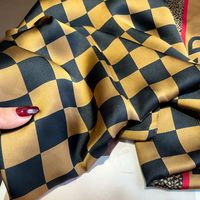 Korean Black And White Checkerboard Striped Letters Simulation Silk Scarf Warm Shawl main image 3