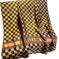 Korean Black And White Checkerboard Striped Letters Simulation Silk Scarf Warm Shawl main image 6