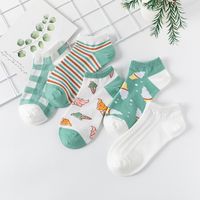 New Spring And Summer Cartoon Plaid Short Shallow Mouth Low-top Striped Boat Socks main image 3