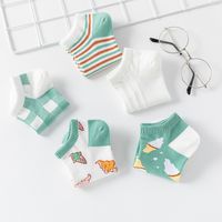 New Spring And Summer Cartoon Plaid Short Shallow Mouth Low-top Striped Boat Socks main image 5
