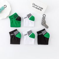 New Color Matching Green Black And White Plaid Spring And Summer Short Socks main image 4