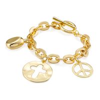 Simple Hollow Chain Pendant Small Disc Cross Pendant Alloy Ot Buckle Bracelet main image 2