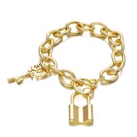 New Hiphop Gold Key Ot Buckle O Word Chain Design Lock Bracelet main image 1