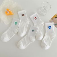 Couple Sports Socks Heart Embroidery White Socks Mid-tube Cotton Socks sku image 1