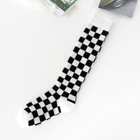 Calf Socks Checkerboard Knee Socks Casual Striped Long Tube Sports Socks sku image 5