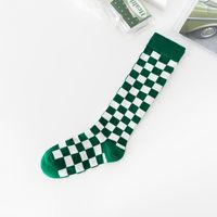 Calf Socks Checkerboard Knee Socks Casual Striped Long Tube Sports Socks sku image 7