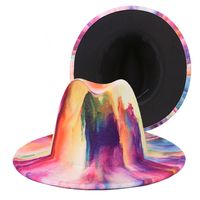 Vintage Contrast Color Tie-dye Wool Top Hat New Color Jazz Hat Wholesale sku image 4