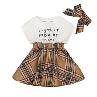 Children's Clothing Baby Vest Dress Girl Letter Plaid Stitching Skirt sku image 1
