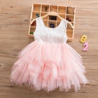 New Summer Hollow Children's Skirt Lace Long-sleeved White Princess Skirt sku image 1