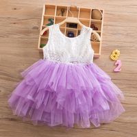 New Summer Hollow Children's Skirt Lace Long-sleeved White Princess Skirt sku image 7