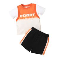 Summer New Short-sleeved T-shirt Suit Boy Shorts Two-piece Children's sku image 1