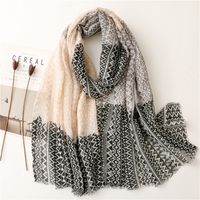 Fashion Scarf Black Ripple Geometric Contrast Color Scarf Shawl sku image 1