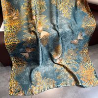 Spring And Autumn Thin Retro Chinese Style Gold Foil Butterfly Simulation Silk Large Scarf sku image 1