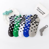 New Color Matching Green Black And White Plaid Spring And Summer Short Socks sku image 3