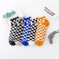 New Color Matching Green Black And White Plaid Spring And Summer Short Socks sku image 4