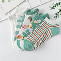 New Spring And Summer Cartoon Plaid Short Shallow Mouth Low-top Striped Boat Socks sku image 1