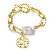 Baroque Inlaid Pearl Hollow Chain Heart Pendant Ot Buckle Bracelet sku image 1
