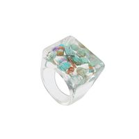 Korean Retro Candy-colored Transparent Diamond Shell Turquoise Wide-brimmed Ring sku image 4