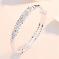 Fashion Bell Hollow Bracelet Dream Catcher Feather Push-pull Adjustable Copper Bracelet sku image 4