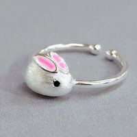 New Rabbit Ears Brushed Painting Oil Frosted Two-color Open Copper Ring sku image 6