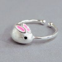 Nouvelles Oreilles De Lapin Brossées Peinture À L&#39;huile Givrée Bague En Cuivre Ouvert Bicolore sku image 6