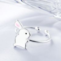 New Rabbit Ears Brushed Painting Oil Frosted Two-color Open Copper Ring sku image 5