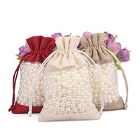 100 Pcs Imitation Sack Jewelry Drawstring Bag Gift Sackcloth Packaging Bag main image 3