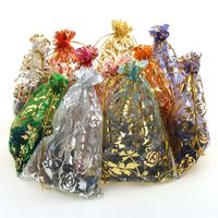 Multi-size Bronzing Rose Gauze Gift Decoration Organza Bunch Pocket Candy Bag Wholesale main image 3