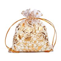 Multi-size Bronzing Rose Gauze Gift Decoration Organza Bunch Pocket Candy Bag Wholesale main image 4