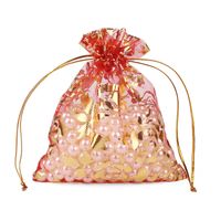 Multi-size Bronzing Rose Gauze Gift Decoration Organza Bunch Pocket Candy Bag Wholesale main image 5
