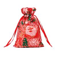 Christmas Bronzing Gauze Snowflake Star Gauze Santa Elk Bundle Mouth Storage Bag main image 4