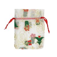 Christmas Bronzing Gauze Snowflake Star Gauze Santa Elk Bundle Mouth Storage Bag sku image 20