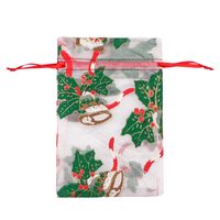 Christmas Bronzing Gauze Snowflake Star Gauze Santa Elk Bundle Mouth Storage Bag sku image 5