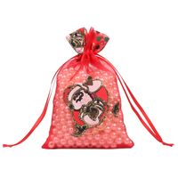 Christmas Bronzing Gauze Snowflake Star Gauze Santa Elk Bundle Mouth Storage Bag sku image 7