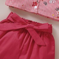 Haut À Manches Courtes À Rayures Verticales Short Rouge Costume Deux Pièces Bébé Décontracté main image 5